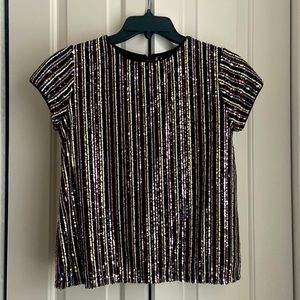 Big Girls size 10/12 sequence top. Gold, rose gold , white, black and silver.
